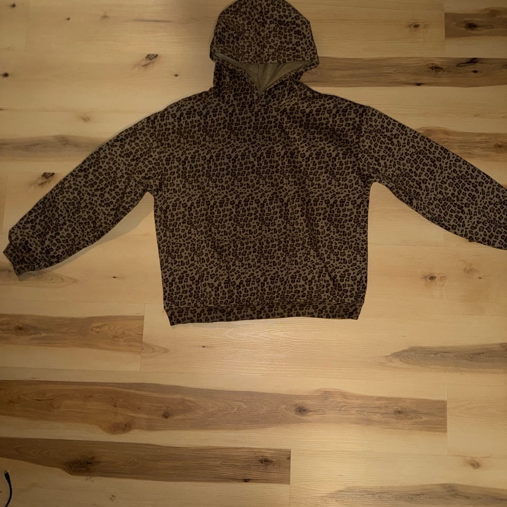 Brown Leopard Print Pullover Hoodie
